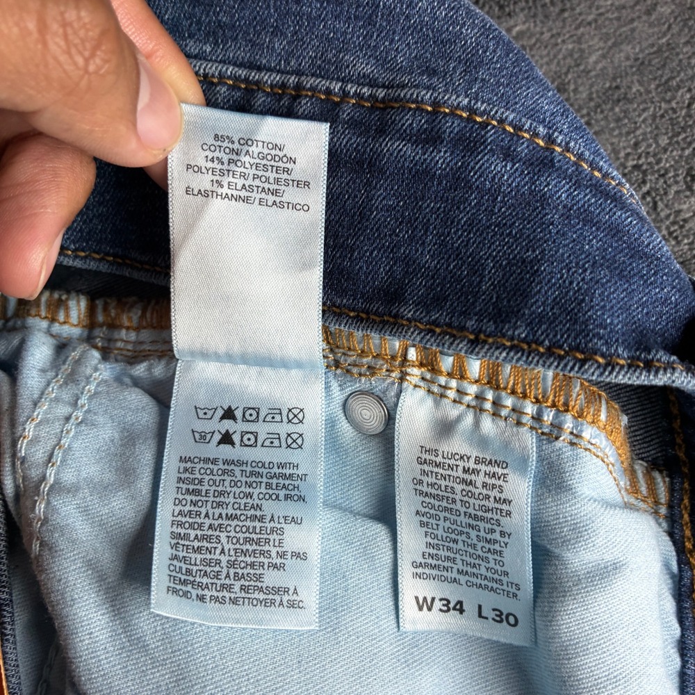 Lucky Brand 223 Straight Leg Mens Jeans 34x30 Dark Blue Wash Stretch Denim NEW - Picture 8 of 10